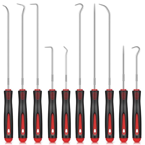 Funngy Juego de Púas y Ganchos,10 PCS Juego de Púas Ganchos y Ganzúas de Precisión Extractor de Anillos Tóricos y Sellos de Aceite para Quitar Mangueras Juntas y Componentes de Caucho para Mecánicos