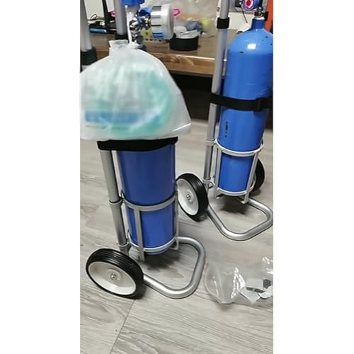 Wózek na butle tlenowe, lekki aluminiowy stojak na butle gazowe, przenośny wózek z kołami i regulowaną wysokością do kliniki, średnica: 23,5 cm