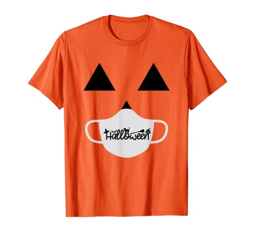 Jack-O-Lantern Pumpkin with / máscara Halloween Quarantine disfarce t-shirt