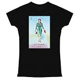 Pop Threads La DAMA Woman Lady Loteria Card Mexican Bingo Tee Shirt for Women Black S