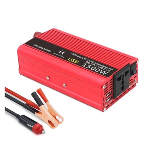 Convertidor 300W 1500W 2000W 2600W Inversor De Potencia CC 12 V A CA 220 V Convertidor De Banco De Energía Portátil Inversor Solar Enchufe Universal USB Doble Coche Inversor(1500W)