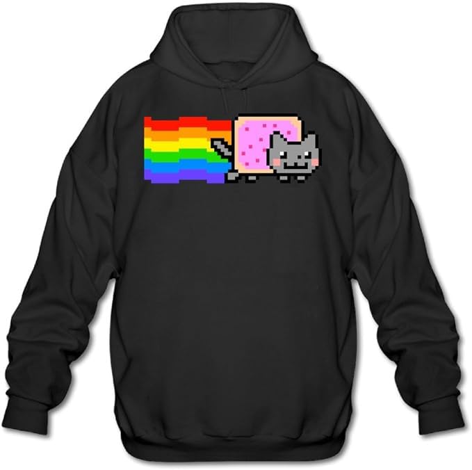 Most favourite Cat and Rainbow Print on Black Pullover hoodie