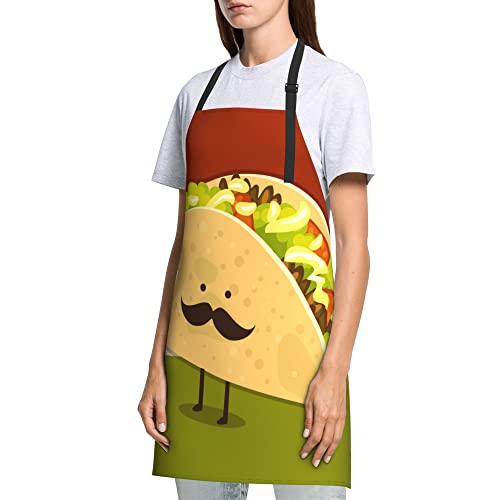 Gkyygk Food Chef Aprons, Hamburger Kitchen Cooking Apron Adjustable Strap At Neck & Waist Ties For Woman Man Cooking Bbq Cooking Baking Painting Party Waiter Apron, Green Yellow Stripes #TOP2