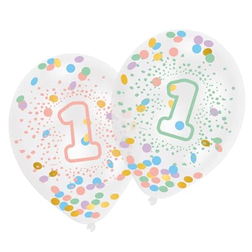 amscan 6 Confetti Balloons 1st Birthday Rainbow