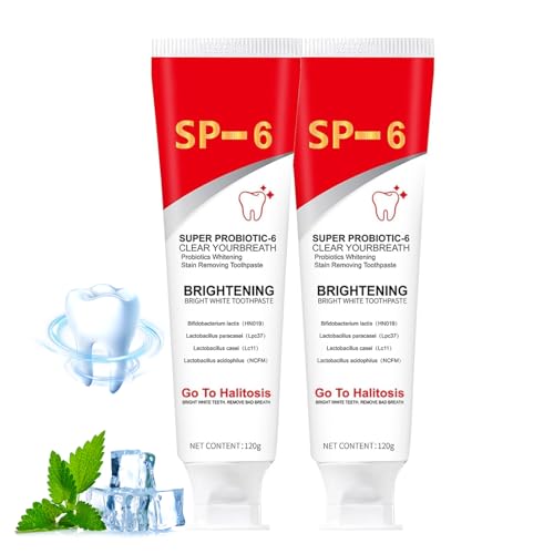 Sp6 Probiotics Toothpaste, Sp 6 Probiotic Toothpaste, Sp 6 Tooth-Paste with Toothbrush*2, Tooth Whitening,Fresh Breath,Deep Cleaning,120g*2