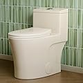 HOROW T0338WBC Elongated One Piece Toilet Bisque, ADA Toilet 17.3" with Comfortable Chair Height Seat, Modern Toilet for Bathroom, Dual Flush 0.8/1.28 GPF, 12" Rough-in Toilet Bowl Bisque