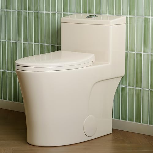 HOROW T0338WBC Elongated One Piece Toilet Bisque, ADA Toilet 17.3
