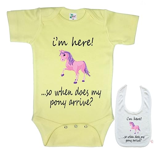 I'm here ..so where is my pony? -Cute custom Baby bodysuit onesie & matching bib4
