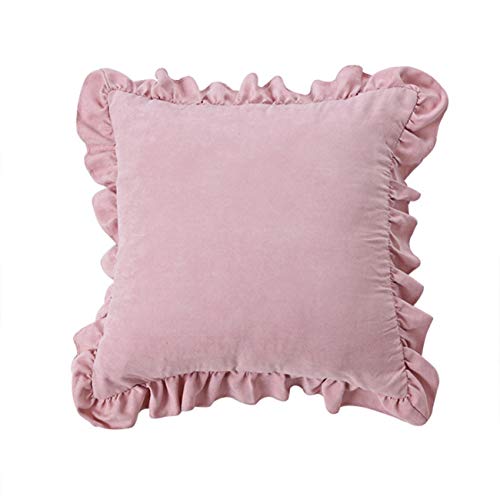クッションカバー 北欧 抱き枕カバー フリル付き ソファ背当て 座布団カバー 部屋/車/椅子 インテリア 飾り 結婚式 (ダークピンク, 45×45cm)