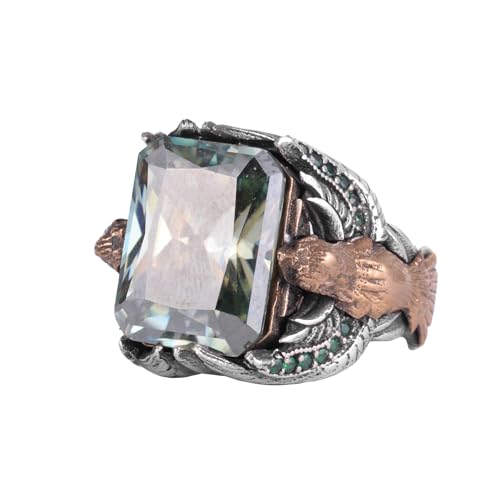 Bague moissanite homme durable en argent 925 anti-ternissement verte