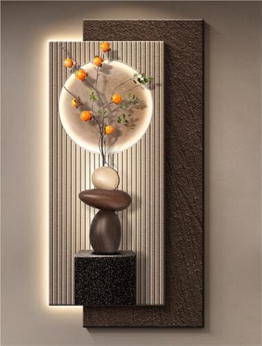 TYBKLHA LED Sandstone Decoration Painting with Plant, 3D Wall Art