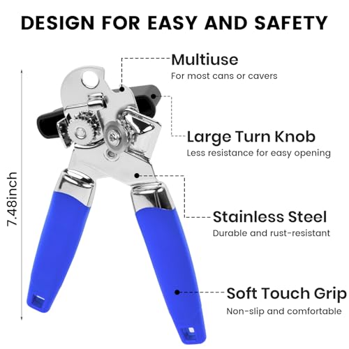Can Opener 3-in-1 Stainless Steel Manual Tin Openers with Non-Slip Handle Can Openers Perfect Kitchen Tool - Image 3