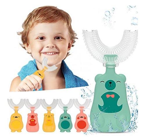 Image of 360 U-Shaped Manual Toothbrush With Food Grade Silicone Head|Soft Bristles For Babies & Kids' Sensitive Gums & Teeth|Easy Grip|Dental Care|Oral Hygiene- Pack Of 1,Assorted