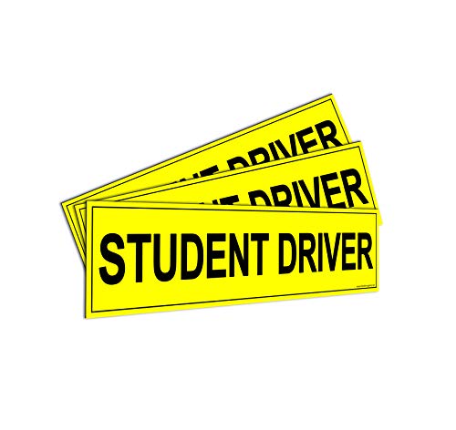 Flexible Magnets Student Driver' Magnet - Bumper Stickers for A New Driver - Car Sign (12 x 3) Pack of 3