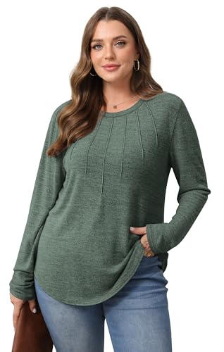 WIHOLL Long Sleeve Shirts for Women Fall Fashion Dressy Casual Pleated Tops Lightweight Sweaters 20254