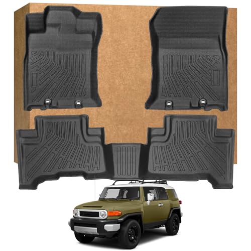 Floor Mats for Toyota FJ Cruiser 2007-2014 Heavy Duty TPE Waterproof Non-Slip All Weather Protection Custom Black