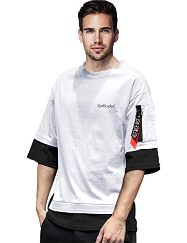 Image of EYEBOGLER Loose fit White Small Size T-Shirt for Men(S-t322-WHBL) EYEBOGLERMenRegularT-Shirt
