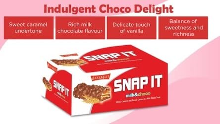 Image of BakeMate Snap It Milk & Chocolate Wafer - Pack of 1 (30 Pieces) - 600g | Crispy Wafer with Smooth Chocolate Filling | Birthday Chocolates.