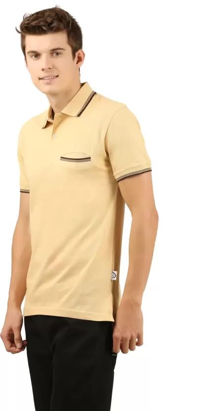 Image of Zebu Men's Full Sleeve Cotton Henley Neck Tshirt with bio wash (Pack of 1). Beige