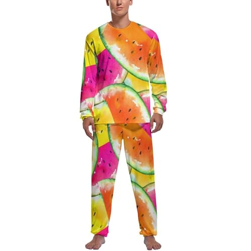 Pyjama homme pastèque en aquarelle pour des soirées cocooning