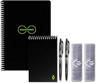 Rocketbook Smart Reusable Notebooks with 2 Pilot Frixion Pens - Black, Executive (6