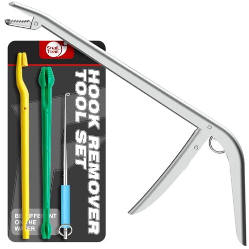 SNAIL TRAIL 4 Pcs Fish Hook Remover Tool - Suitable for Most Types of Lures. Fishing Pliers for Fishhook Removal, Saltwater Dehooker Gear, Gifts for Beginners & Pro Fisherman