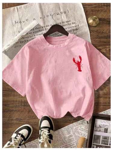 Image of RoseSeek Women's Graphic Letter Tee Crew Neck Trendy Summer Vintage T Shirt