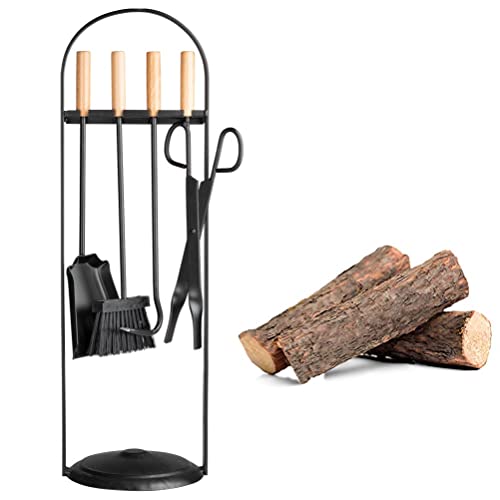 Boladeta - Juego Moderno para Chimenea - 4 Utensilios de Chimenea con Asas de Madera Cover