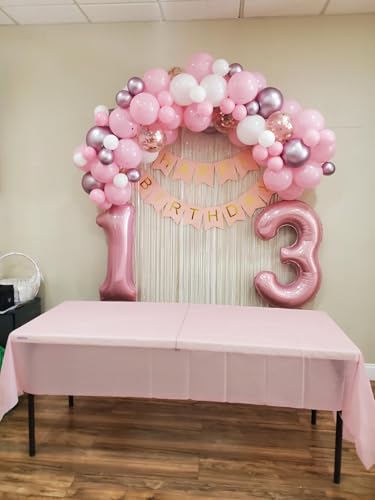 Image of 8 Balloon 40 inch Pink Number Balloons for 8 Birthday Party Decorations | Saturated Color, Large 40 in, With Straw & Hanging Hole, For Back-to-School Season, Wedding, Christmas, New Year, Anniversary