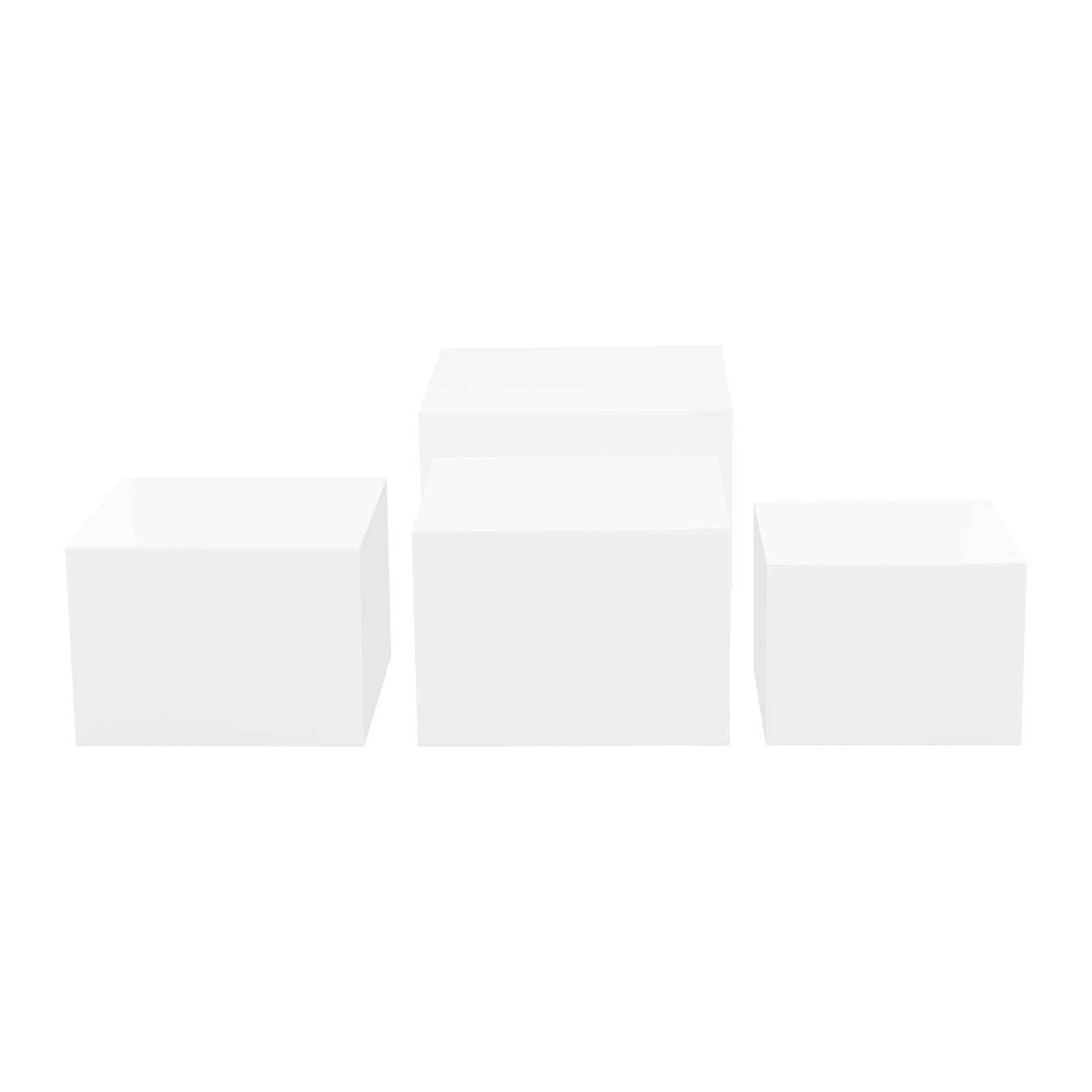 Juego de 4 soportes para tartas de acrílico blanco, cuadrados, en 4 tamaños (8, 9, 10, 12 pulgadas), soporte apilable para cupcakes, para bodas, cumpleaños, fiestas, panaderías, etc