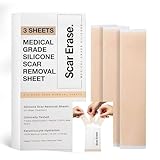 SCAR ERASE Medical Grade Silicone Scar Sheets (3cm x 15cm) - Soften and Flattens Keloid, Hypertrophic, Surgery, Injury & C-Section Scars - Vegan, Cruelty-Free - 6 Week Reusable Treatment (Pack of 3)