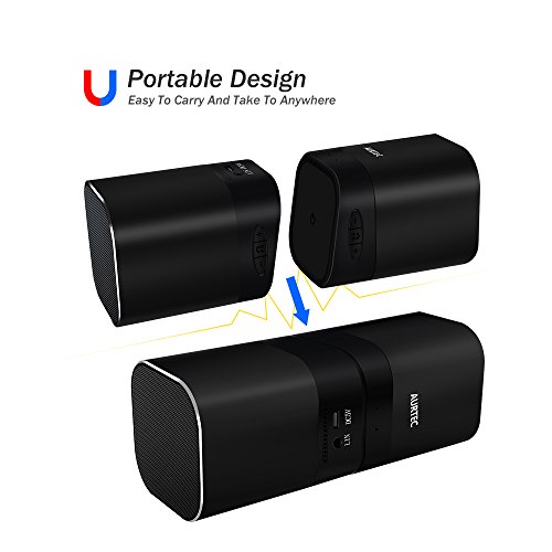 Aurtec Portable Bluetooth Speakers, True Wireless Stereo Outdoor Dual Audio With Strong Bass And Powerful Volume, Bluetooth 4.2, Handsfree Calling For Iphone, Echo, Android And More-Black #TOP2
