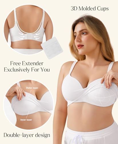 Popilush Seamless Bras for Women No Underwire White Small - image 3
