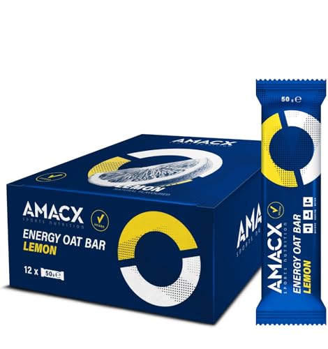 AMACX Barrita de Avena Energía – Paquete de 12 – Energy Oat Bar con 50mg de Magnesio – Barritas Proteina de Resistencia – Barritas Energeticas Ciclismo y Running – Limón