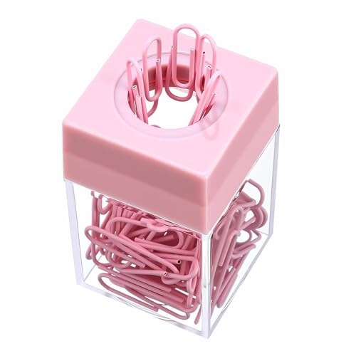 BE-TOOL Distributeur de trombones magnétiques en plastique transparent pour bureau, espace de travail, fournitures scolaires et de bureau