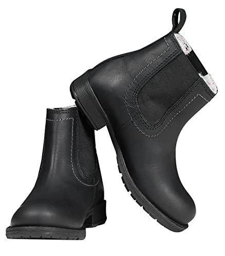 Botas de equitación para niños en piel fina ELT Jodhpur negro plata
