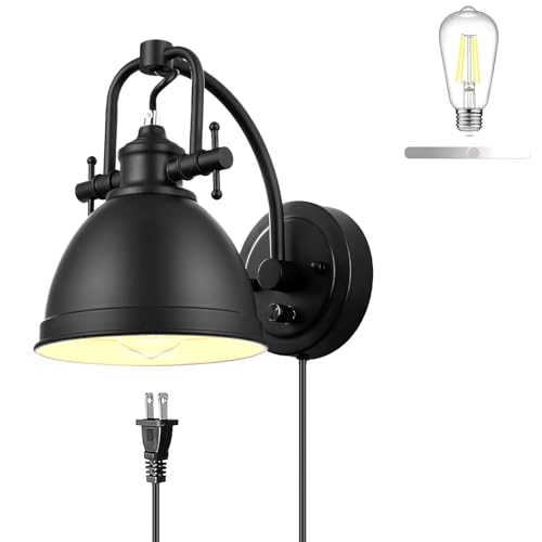 Lámpara de pared interior con enchufe e interruptor para salón y pasillo