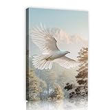 壮大な自然の風景の壁ポスターホワイトイーグル山ジャングルキャンバス壁アート写真プリント寝室ロビールームホテル65x98cmインナーフレーム