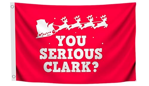3x5 Ft Winter Merry Christmas Polyester Flag with 2 Grommets - You Serious Clark? - Single Sided Decoration Funny Holiday Flags for Outdoor Farmhouse Yard - Happy New Year House Flags for Outside Home