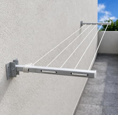 Image of APPLICE Metal Wall Mounted Foldable Cloth Drying Stand for Balcony - Heavy Duty 5 Layer (40 Feet Rope) | Wall Mount Cloth Drying Stand | Clothes Drying Hanger Stand