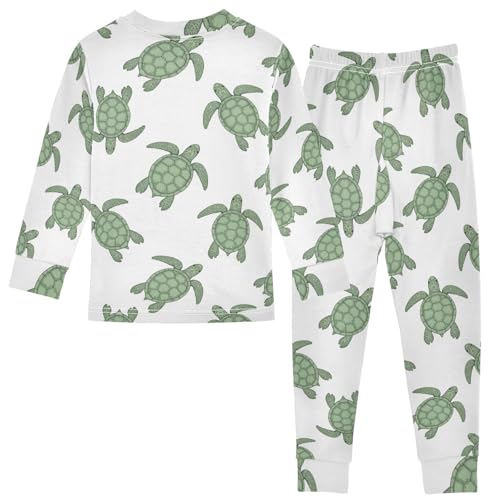 Pajama Sets Long Sleeve Sea Turtle Pattern Prints Soft Comfy Sleepwear 2 Piece PJS 3-8T3