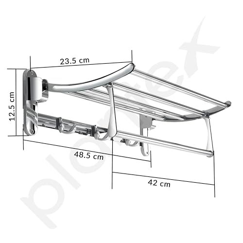 Plantex Stainless Steel Folding Towel Rack for Bathroom/Towel Stand/Hanger/Bathroom Accessories(18 Inch-Chrome) (Image - 3)