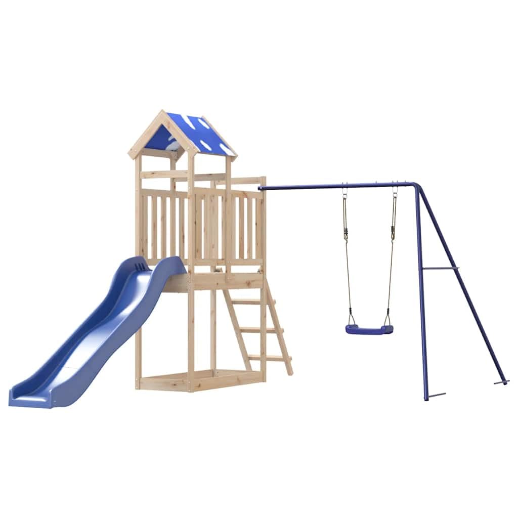 Spielturm aus Massivholz Kiefer mit Rutsche Schaukel Nest für Kinder Garten outdoor 3-8 Jahre robustes Klettergerüst mit Sandkasten und Zubehör