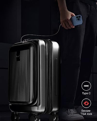 20 Inch Carry On Luggage With Laptop Compartment - Polycarbonate Suitcase With Usb Port - Hassle-Free Travel Luggage Airline Approved, Expandable And Lightweight #TOP1