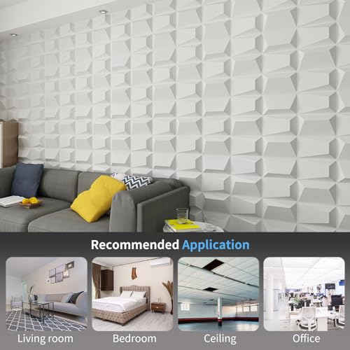 Image of Art3d Decorative 3D Wall Panel, 32 Sq.FT PVC Interior Wall Decor for Living Room, Bedroom, Lobby, Office, Shopping Mall, White