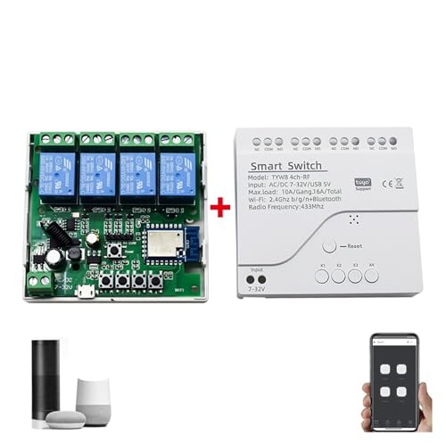 Abrepuertas automático, Controlador de apertura de puerta de garaje, interruptor inteligente, módulo de relé de encendido y apagado, Control de voz abierto(4CH 7-32V CASE)