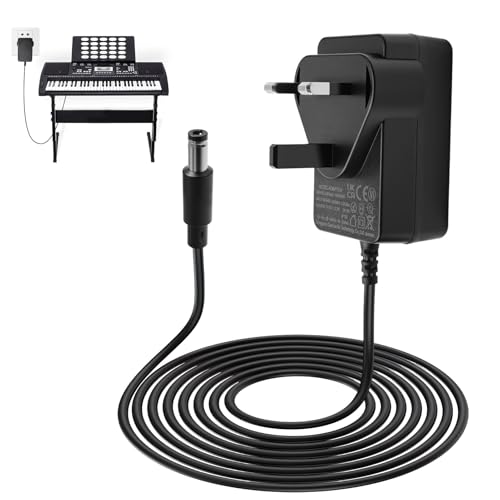 RaitWahl - 12V Power Adapter for Yamaha Keyboard, piano keyboard charger for yamaha DC/AC 12V 2A Power Supply Charger for PSR DGX YPG YPT DD, EZ, P Series Electronic Piano, 2.5m Cable