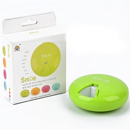 Glive's Plastic Pill Storage Box Small Kit Medicine Drug Case (1, Round 7 Slots)
