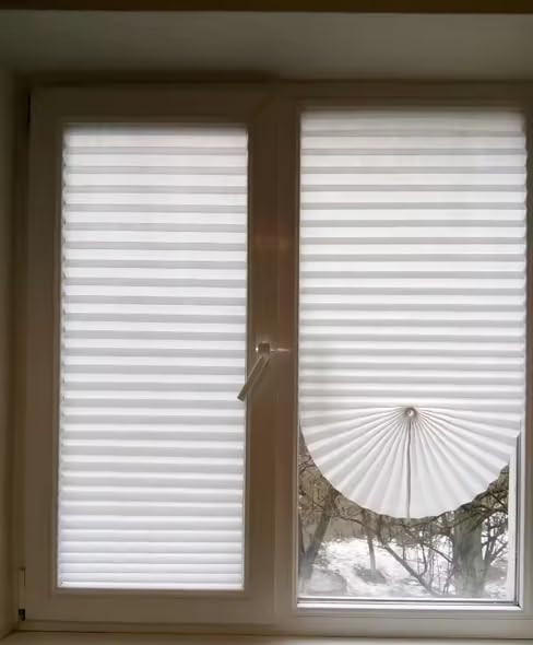 Shade No Tools Original Light Filtering Pleated Paper Shade White Light Filtering Fade Resistant for Window Temporary Portable Blinds with Clips Roman Printing Curtain (60 X 180cm/23.62 X 70.87)