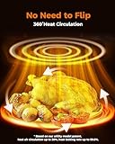 Bear Air Fryer, Stainless Steel Airfryer 8 Presets for Fast Family Meals, 6.4Qt Large Visible Window Temp Timer Adjustable Roast Bake Crisp French Fries Steak, Non Stick Basket Dishwasher Safe
